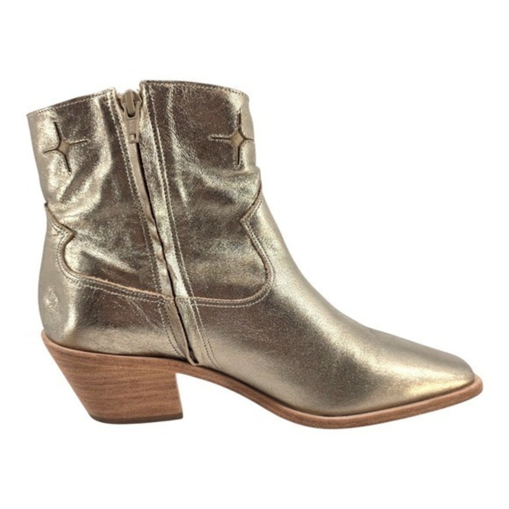 Johnny Was Womens 9.5 Stargazer Leather Gold Metallic Ankle Western Boots - Picture 3 of 16